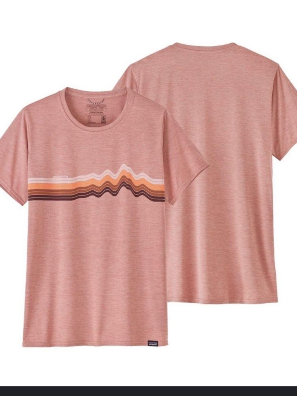 PATAGONIA Capilene Cool Daily Graphic Tee Shirt Top Ridge Rise Pink Sz XS